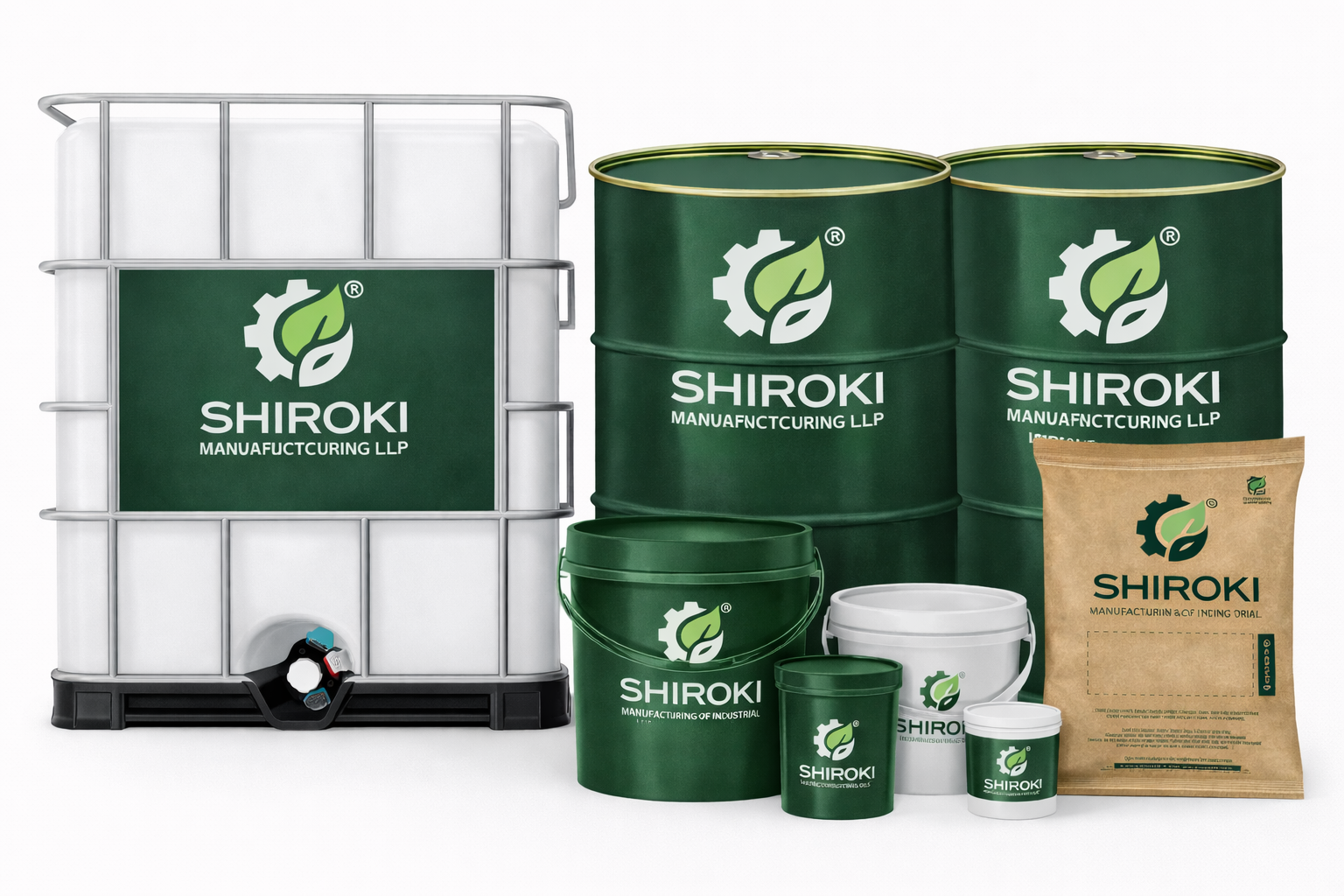SHIROKI product range — IBC tote, drums, buckets and bags
